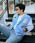 LA Sky Blue Letterman Jacket | Varsity Jackets | Evo Wardrobe | Unisex