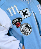 LA Sky Blue Letterman Jacket | Varsity Jackets | Evo Wardrobe | Unisex