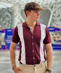 Maroon Reverie Evo Men Maroon and White Button Down Polo