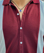 Maroon Reverie Evo Men Maroon and White Button Down Polo