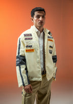 Evo Unisex Apex Racer Beige & Grey Racer Jacket