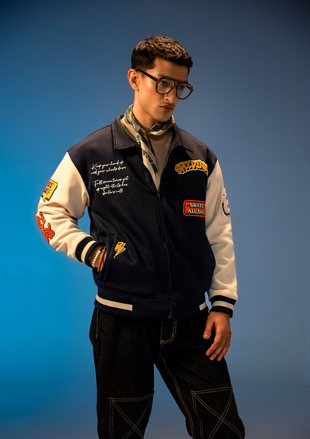 Unisex Evo Force Navy Blue Varsity Jacket