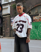 Evo Starborn: Oversized Red & White All-Star Streetwear Jersey