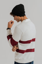 ND CITY™ Beige Panelled Oversized Graphic Rugby Polo