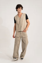 ND CITY™ Beige Regular Fit Sleeveless Jacket