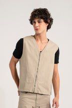 ND CITY™ Beige Regular Fit Sleeveless Jacket
