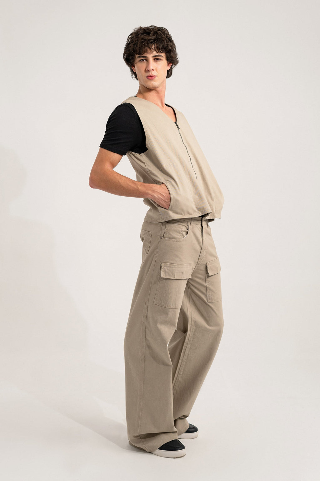 ND CITY™ Beige Regular Fit Sleeveless Jacket