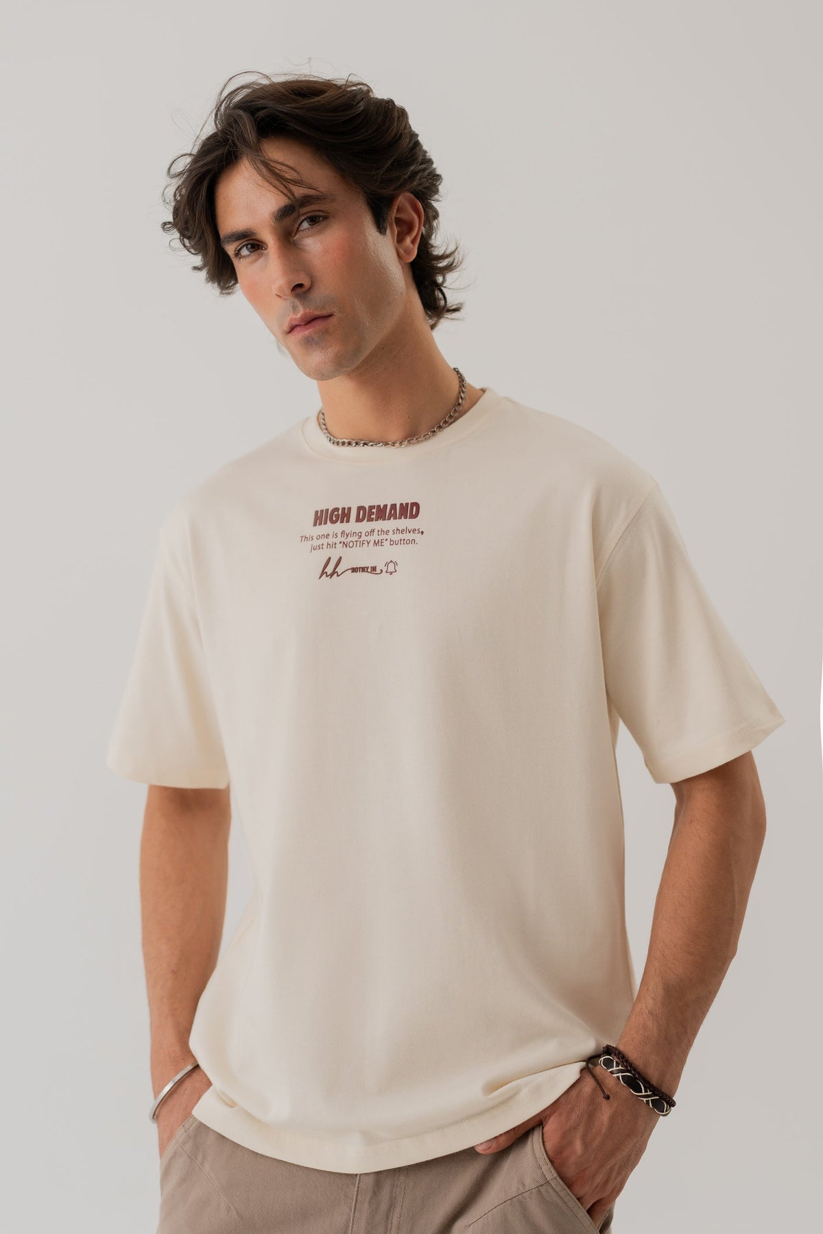 ND CITY™ Beige Regular Fit Statement T-Shirt