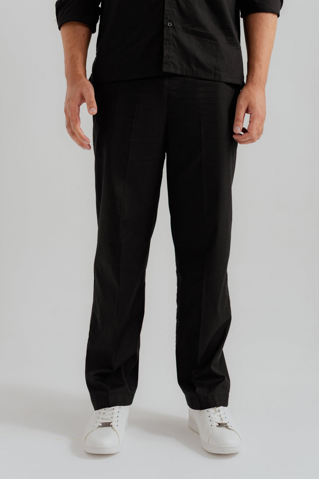 ND CITY™ Black Comfort Fit Cotton Trousers