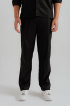 ND CITY™ Black Comfort Fit Cotton Trousers