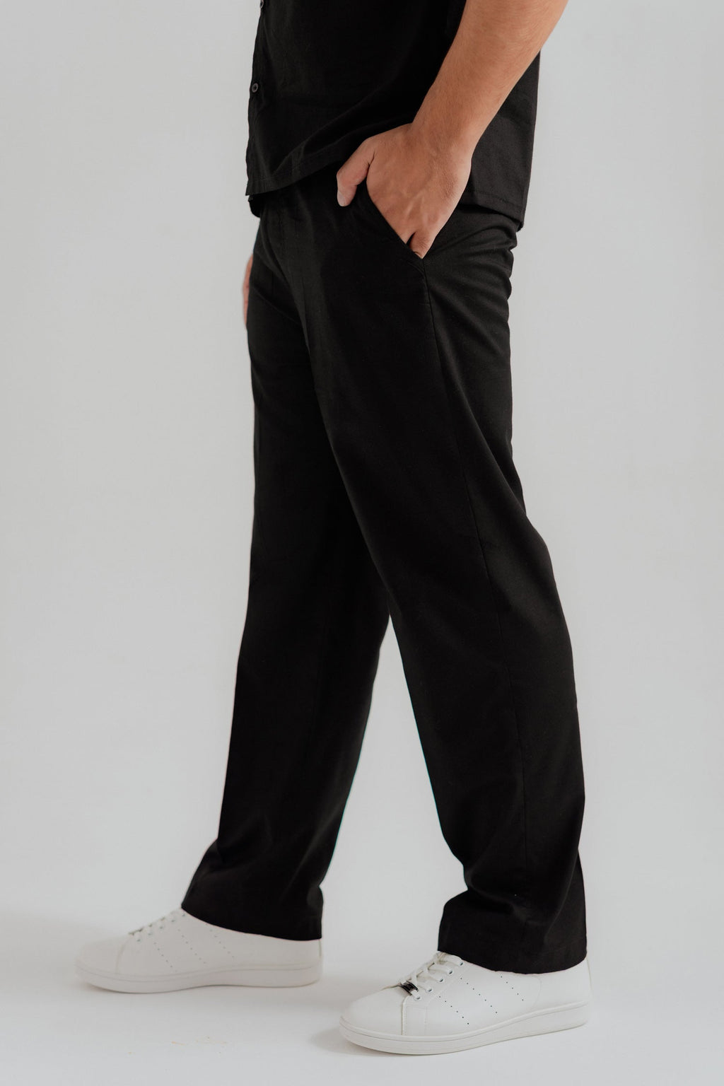 ND CITY™ Black Comfort Fit Cotton Trousers