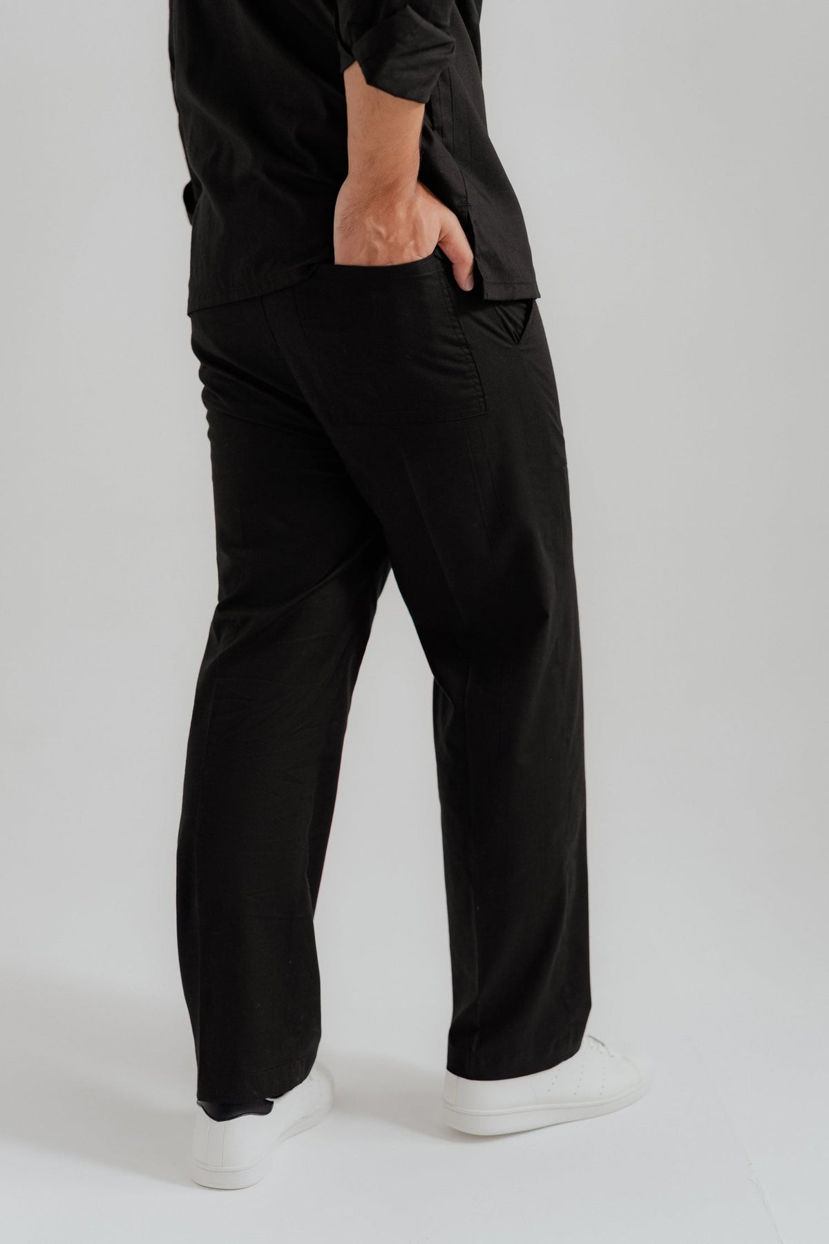 ND CITY™ Black Comfort Fit Cotton Trousers