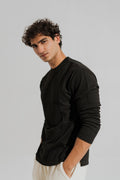 ND CITY™ Black Regular Fit Long Sleeves Textured Shirt