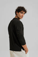 ND CITY™ Black Regular Fit Long Sleeves Textured Shirt