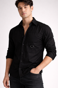 ND CITY™ Black Relaxed Fit Cotton Shirt