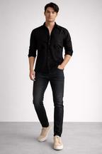 ND CITY™ Black Relaxed Fit Cotton Shirt