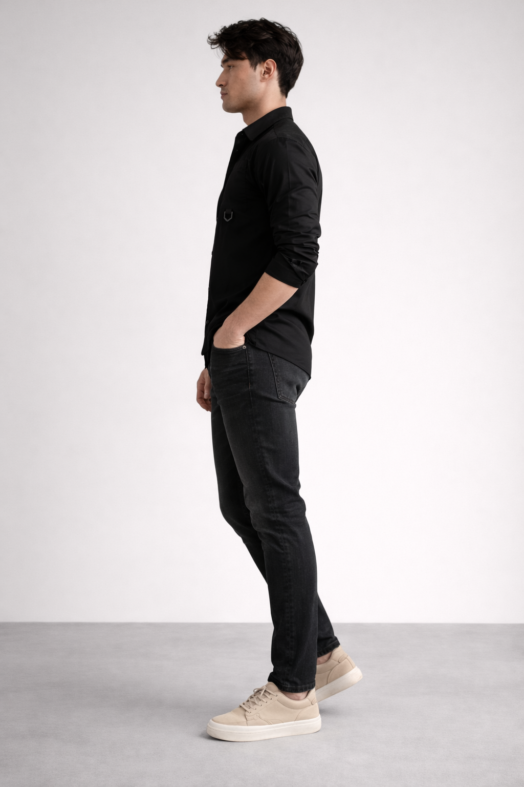 ND CITY™ Black Relaxed Fit Cotton Shirt