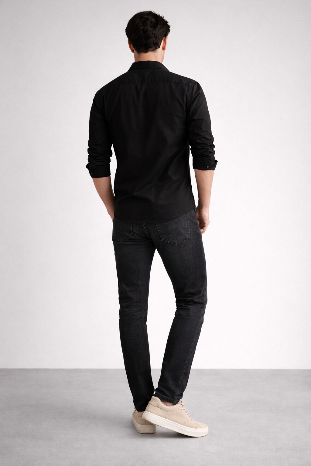 ND CITY™ Black Relaxed Fit Cotton Shirt