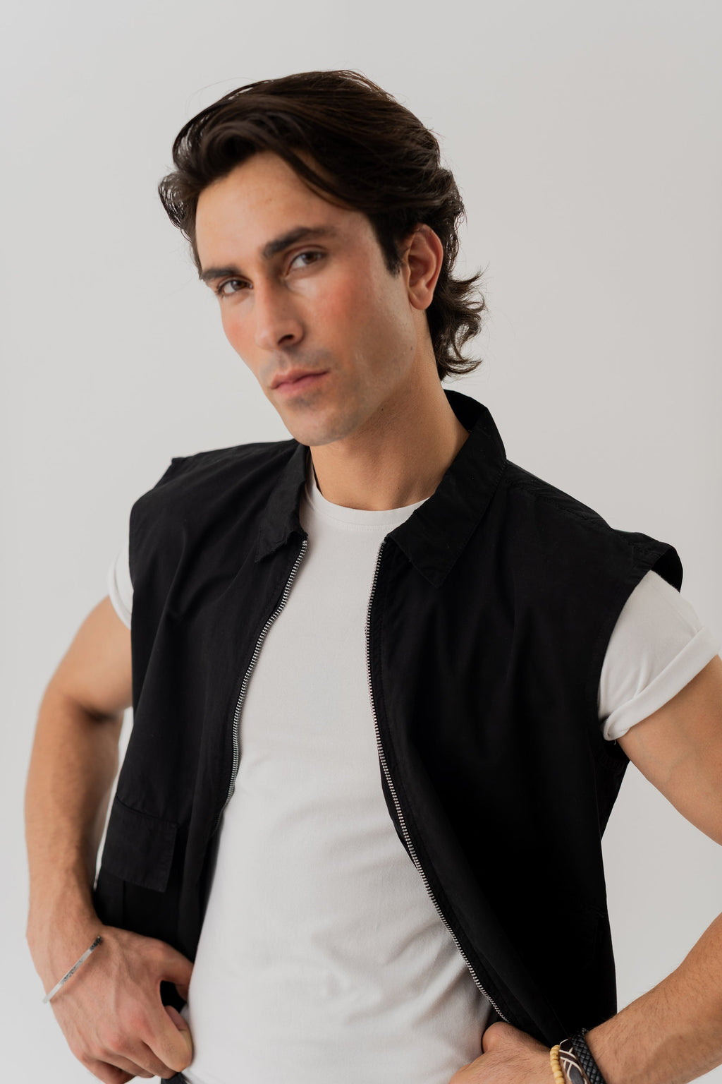 ND CITY™ Jet Black Sleeveless Canvas Jacket