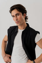 ND CITY™ Jet Black Sleeveless Canvas Jacket