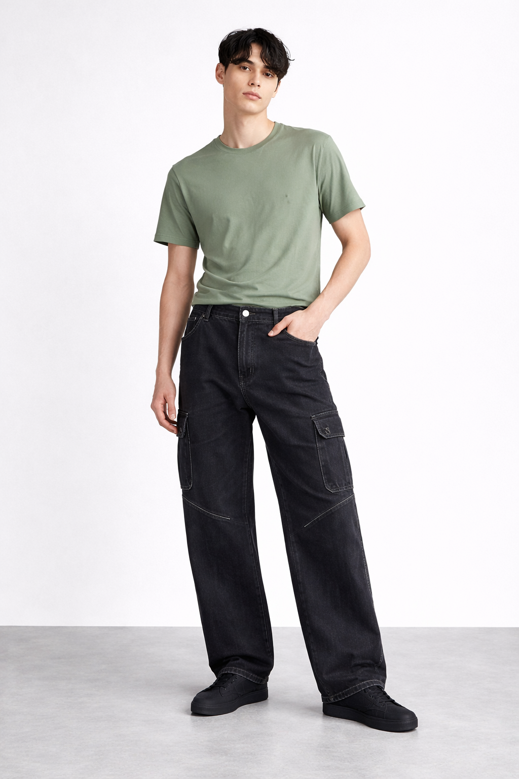 ND CITY™ Black Straight Ft Denim Jeans