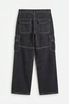 ND CITY™ Black Straight Ft Denim Jeans