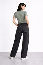 ND CITY™ Black Straight Ft Denim Jeans