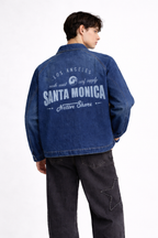 ND CITY™ Blue Mid Washed Relaxed Fit Printed Jacket