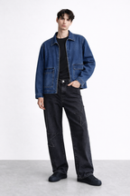 ND CITY™ Blue Mid Washed Relaxed Fit Printed Jacket
