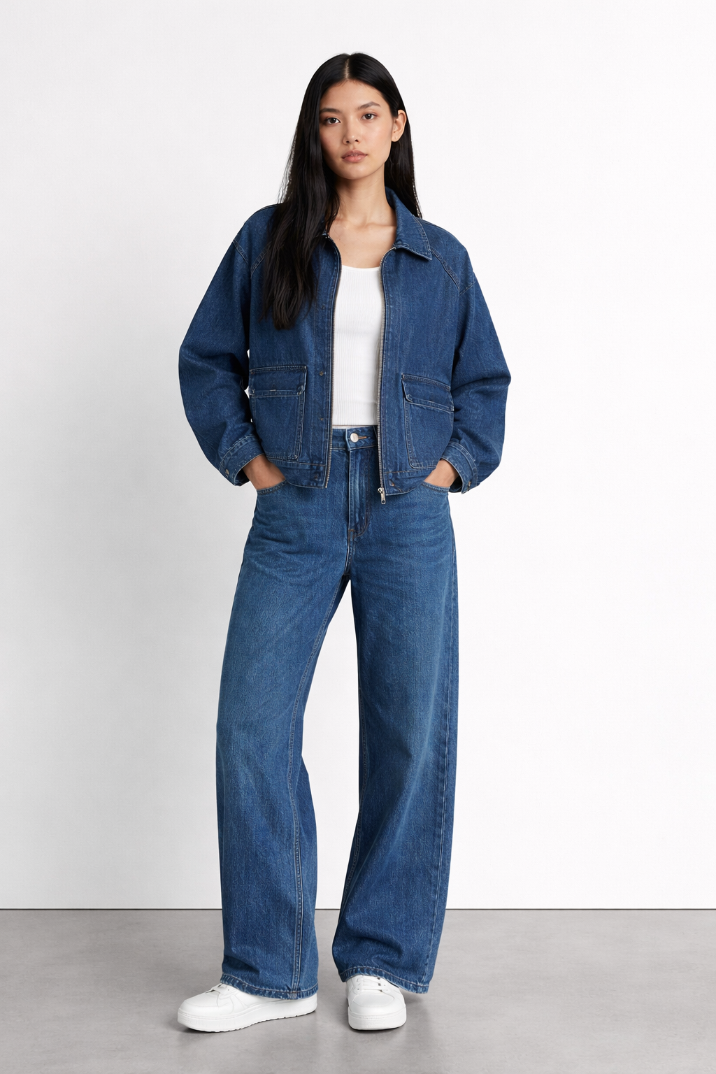 ND CITY™ Blue Mid Washed Relaxed Fit Printed Jacket
