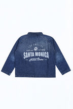 ND CITY™ Blue Mid Washed Relaxed Fit Printed Jacket
