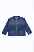 ND CITY™ Blue Mid Washed Relaxed Fit Printed Jacket