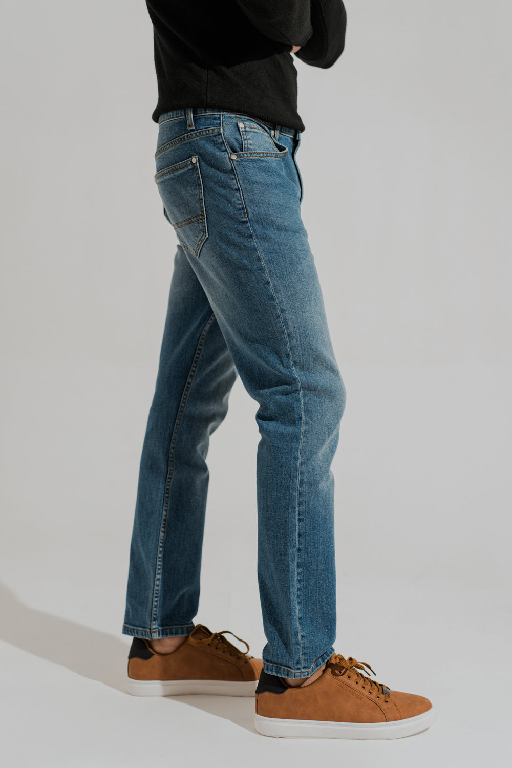 ND CITY™ Blue Mid Washed Slim Fit Denim Jeans
