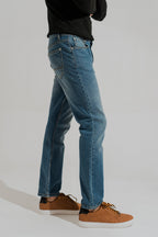 ND CITY™ Blue Mid Washed Slim Fit Denim Jeans