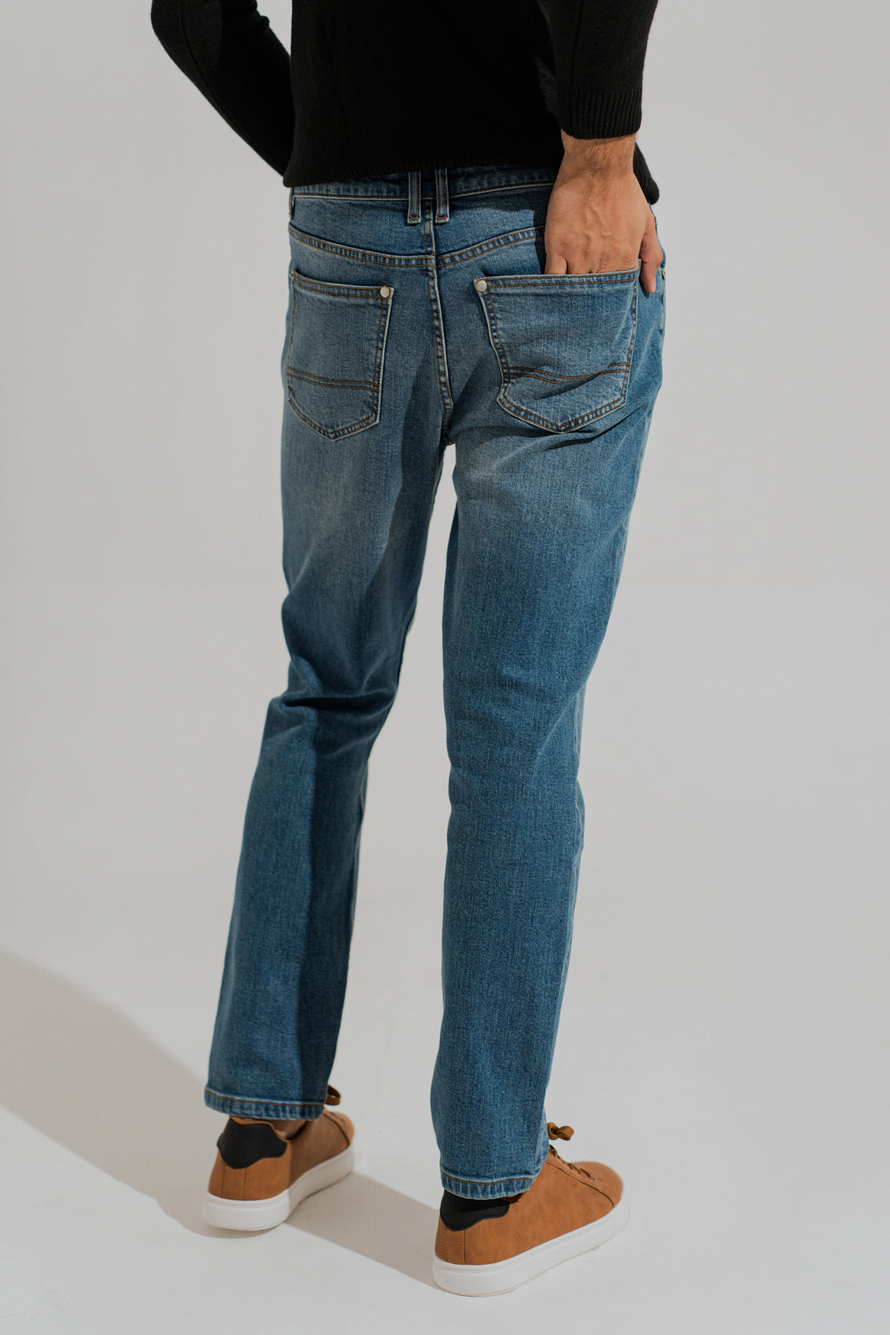 ND CITY™ Blue Mid Washed Slim Fit Denim Jeans