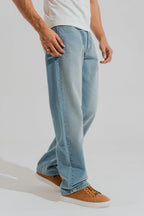 ND CITY™ Blue Mid Washed Straight Fit Denim Jeans