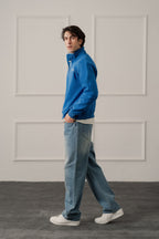 ND CITY™ Blue Mid Washed Straight Fit Denim Jeans