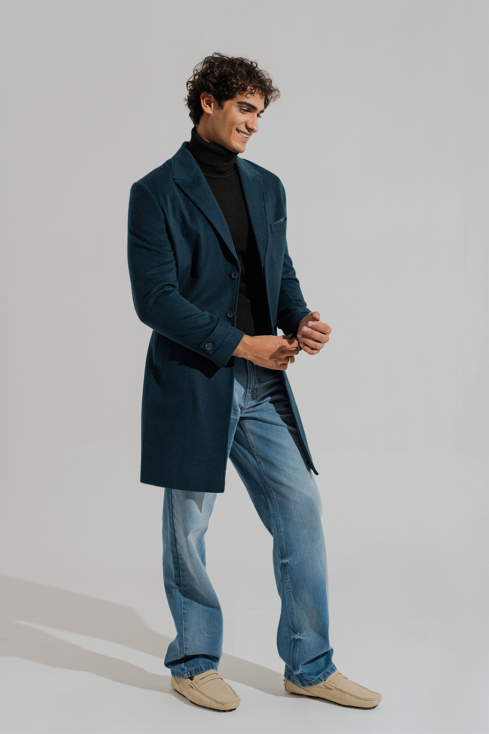 ND CITY™ Blue Mid Washed Straight Fit Denim Jeans