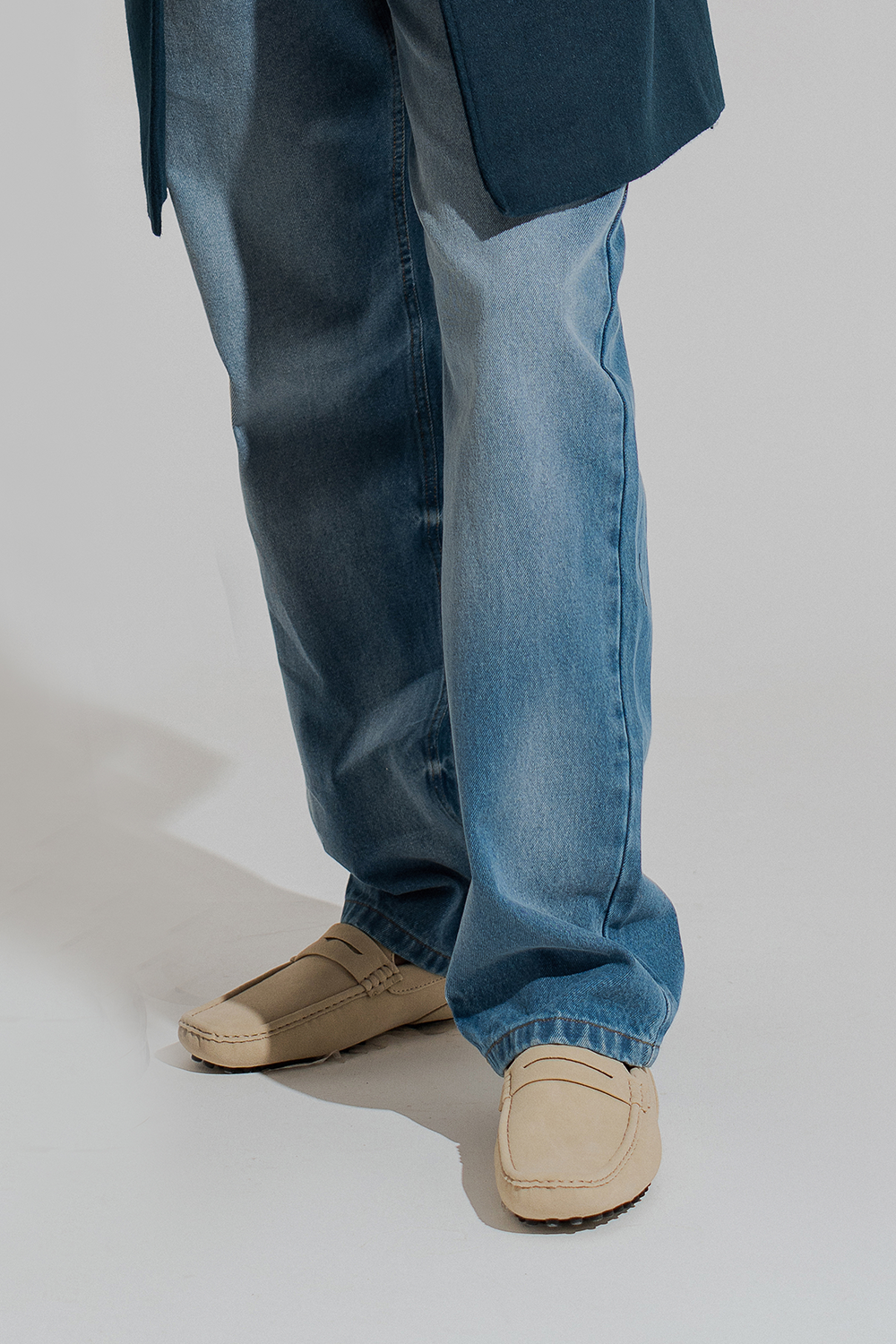 ND CITY™ Blue Mid Washed Straight Fit Denim Jeans