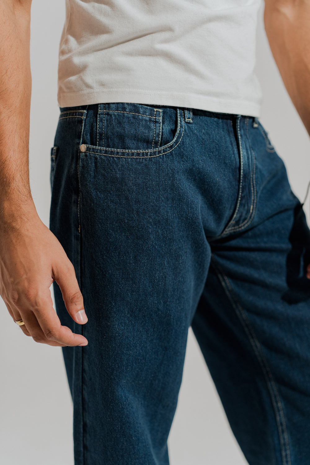 ND CITY™ Blue Mid Washed Wide Leg Slit Denim Jeans
