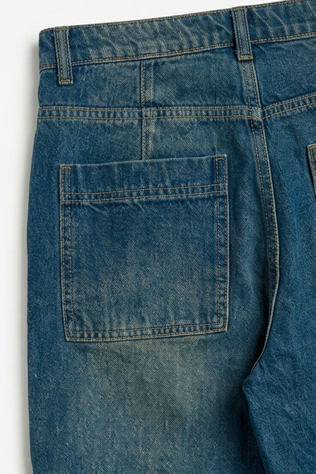 ND CITY™ Blue Vintage Washed Utility Cargo Denim Jeans