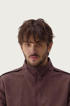 ND CITY™ Brown Textured Regular Fit Mock Neck Zipper