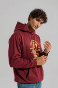 ND CITY™ Burgundy Oversized Graphic Pull Over Hoodie