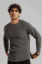 ND CITY™ Charcoal Grey Regular Fit Long Sleeves Textured Shirt