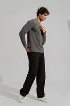 ND CITY™ Charcoal Grey Regular Fit Long Sleeves Textured Shirt
