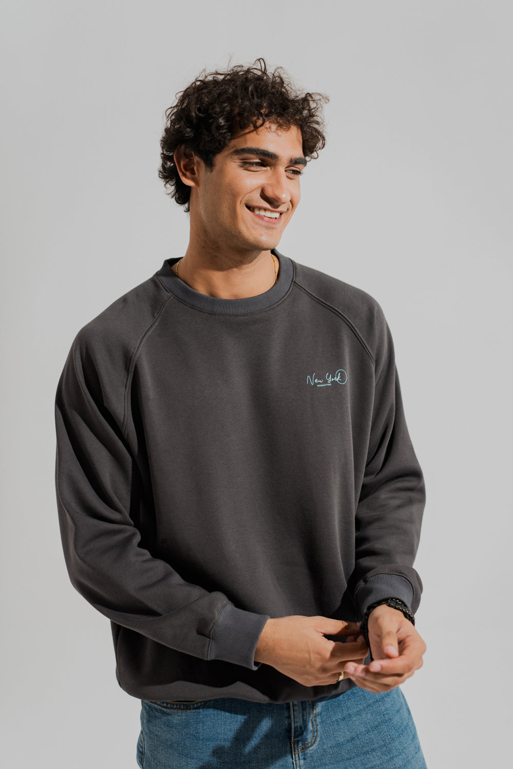 ND CITY™ Charcoal Grey Relaxed Fit Raglan Graphic Sweatshirt