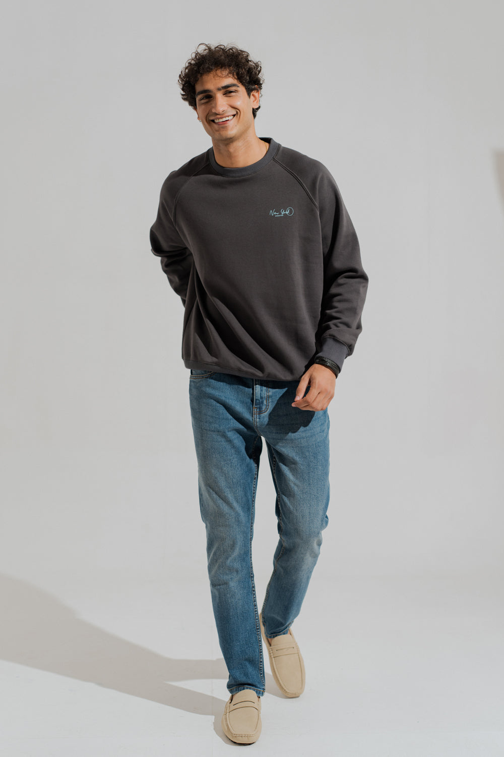 ND CITY™ Charcoal Grey Relaxed Fit Raglan Graphic Sweatshirt