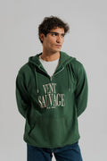 ND CITY™ Dark Green Oversized Quarter Zip Statement Hoodie