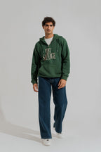 ND CITY™ Dark Green Oversized Quarter Zip Statement Hoodie