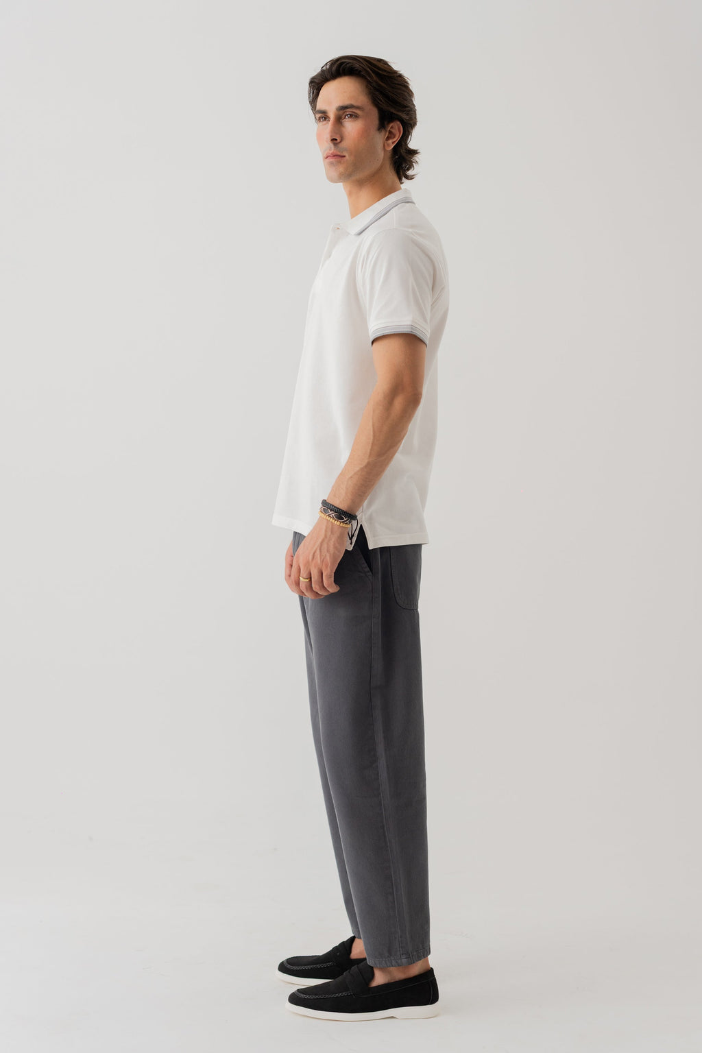 ND CITY™ Dark Grey Loose Fit Cropped Twill Trousers